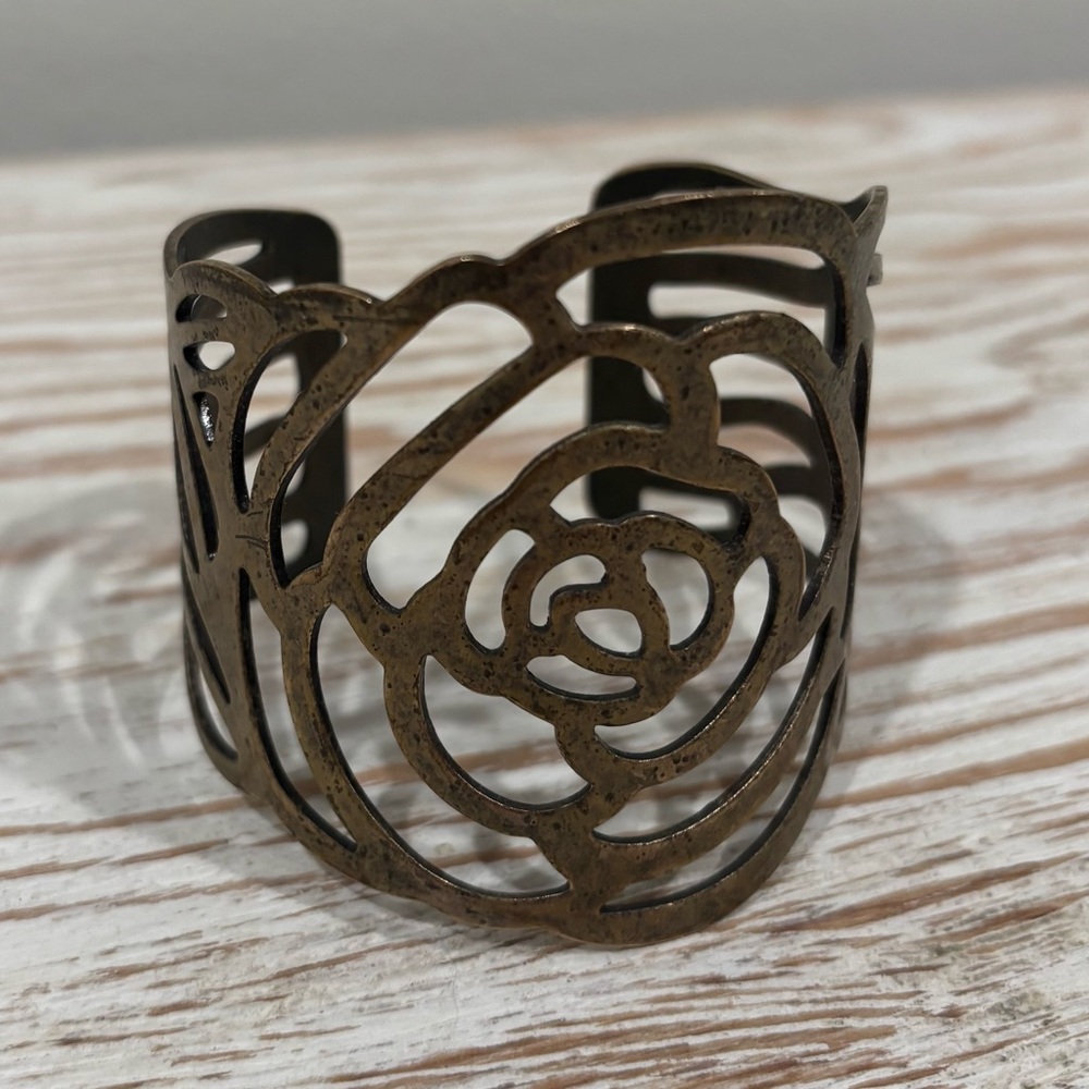 Bronze Floral Cutout Cuff Bracelet